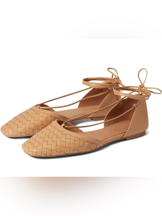 Madewell Shoes - New Madewell The Celina Lace-Up Flat in Woven Leather Tan Size 8